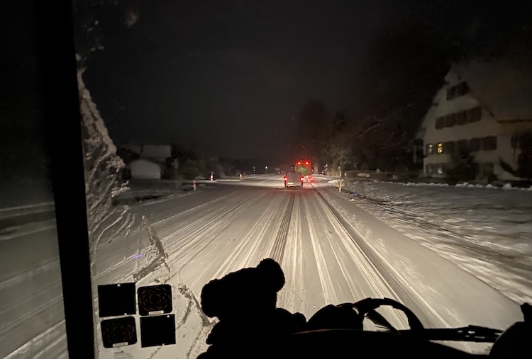 Driving through a snow storm