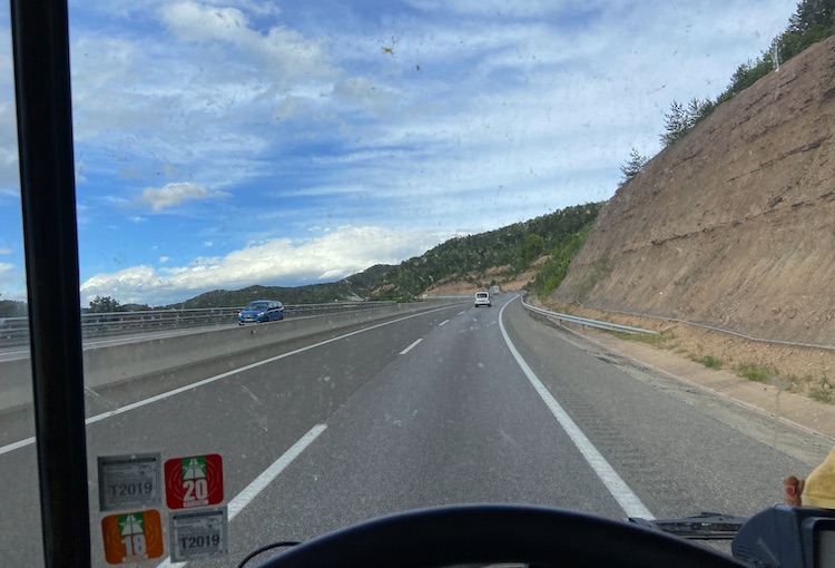 Mercedes 508 driving on the Spanish highway