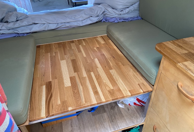 new table installed in the van