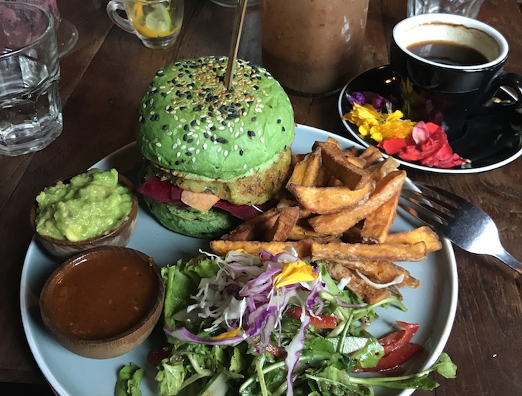 Vegan food at a restaurant in Canggu