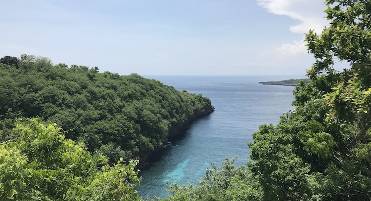 View from the forest down to Pandan beach