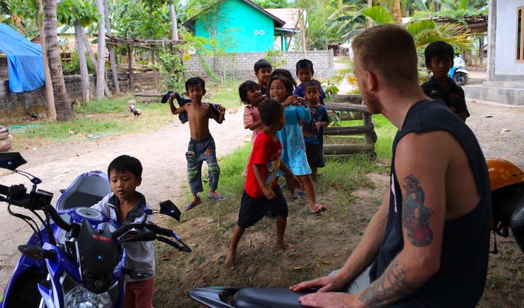 Surrounded by curious kids