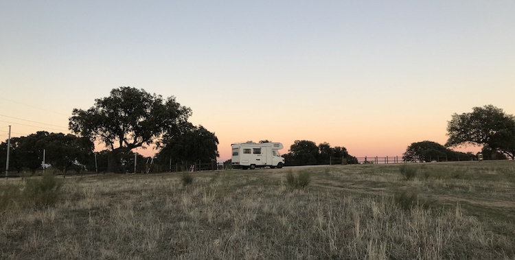 Van parked near Embalse de Almaraz-Arrocampo