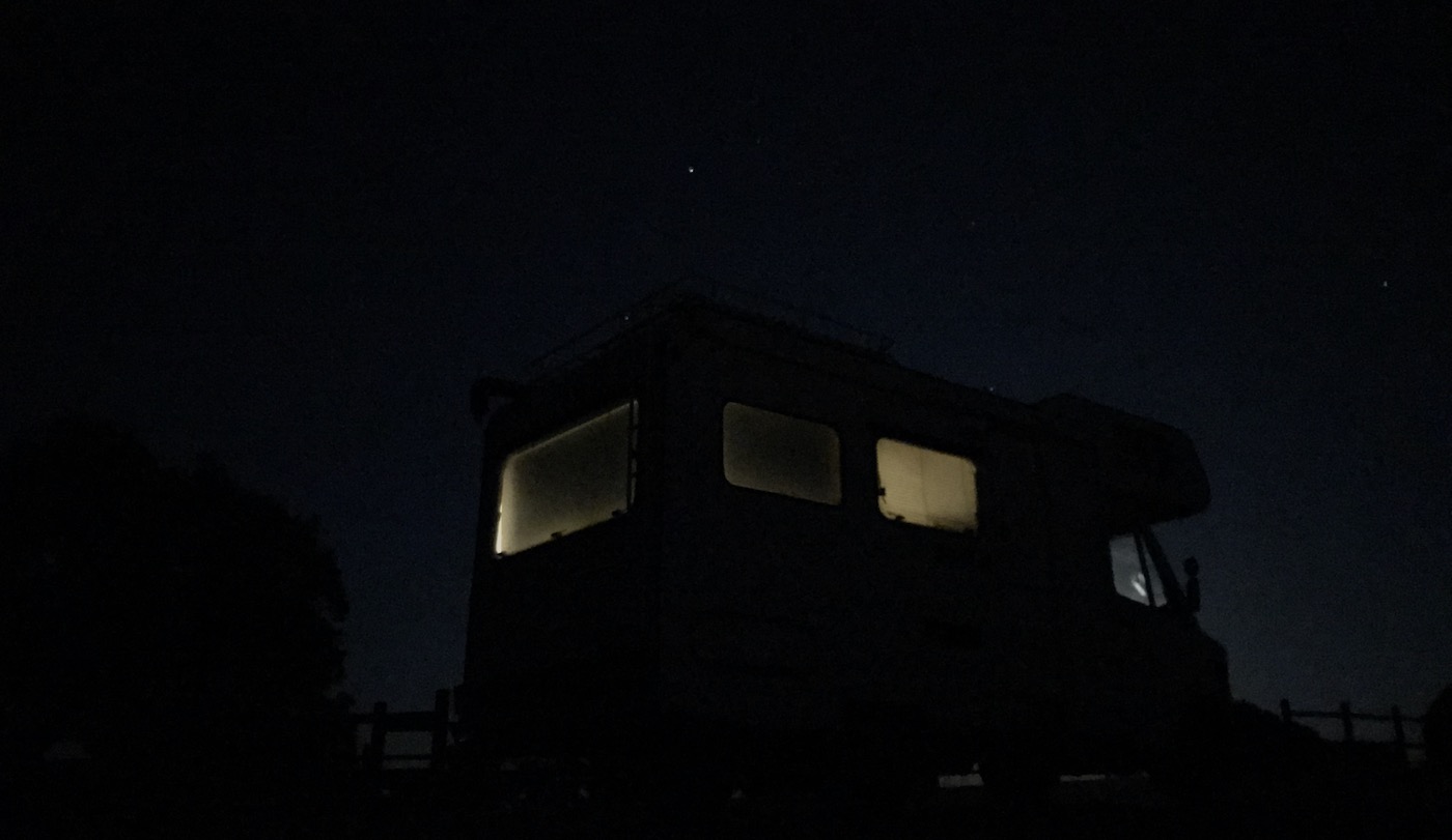 Van parked near Embalse de Almaraz-Arrocampo