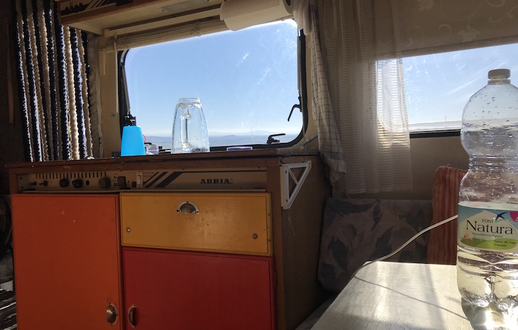 Sun shine into the van