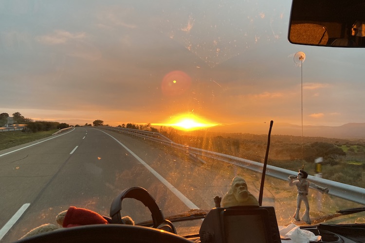 Sunrise on the highway