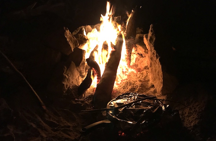 Cooking with wooden fire