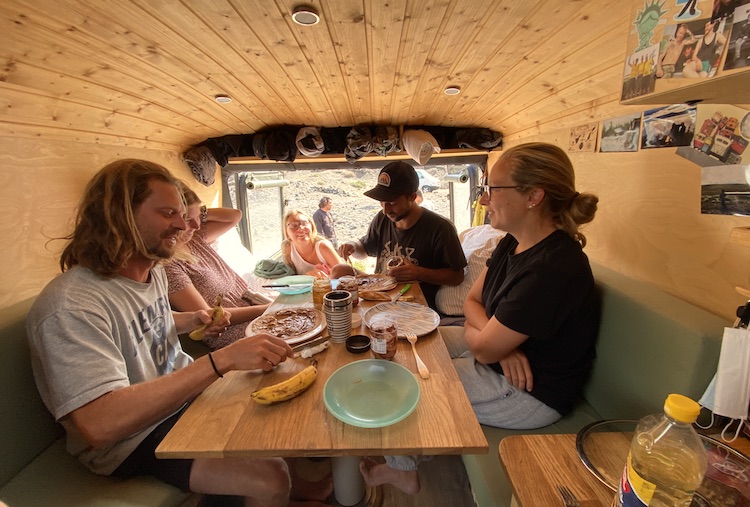 Serving pancakes in my van