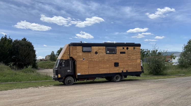 Truck converted into a mobile home
