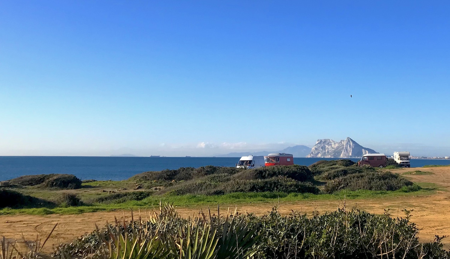 View to the Rock of Gibraltar and the Riff mountain chain