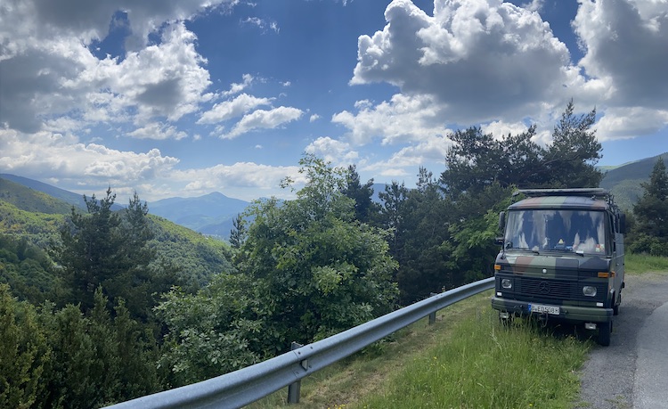 Mercedes 508D parked next to the road in the Catalan Pyrenees