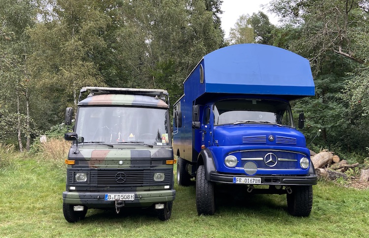 Mercedes 508D and Mercedes 1113 parked next to each other