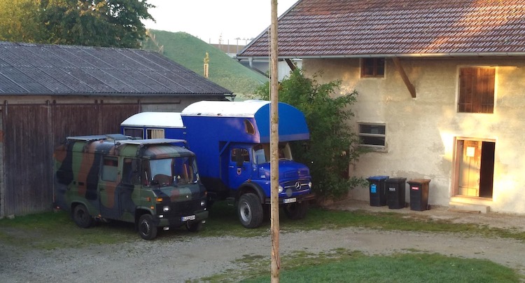 Mercedes 508D and 1113 parked next to each other