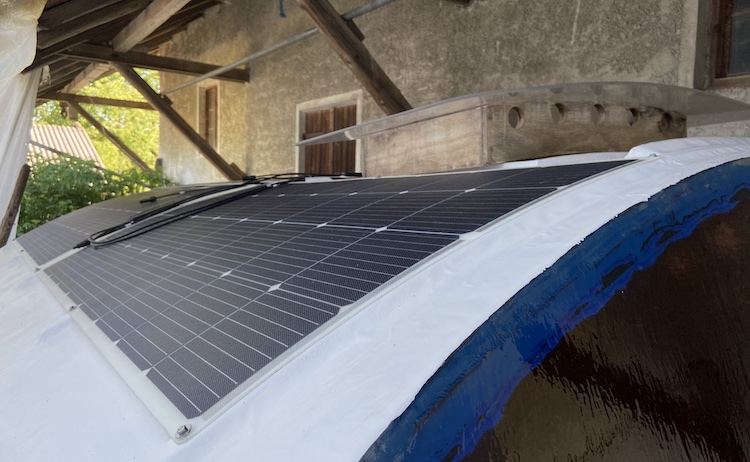 Solar panels mounted on the front roof