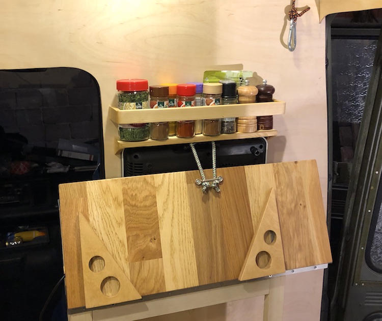 Shelf serving as a holder for the cooker