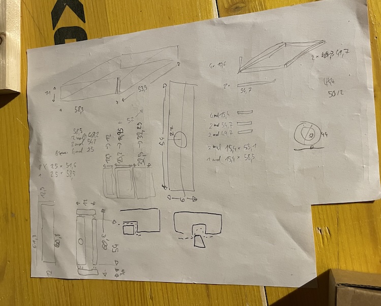 Initial sketch for the drawers in the kitchen