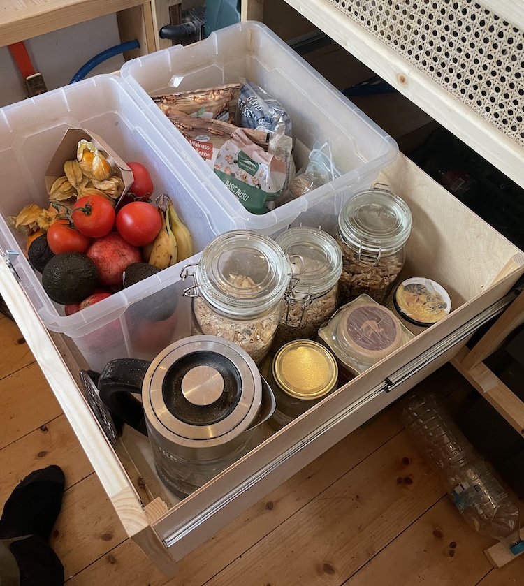 Drawer filled with food