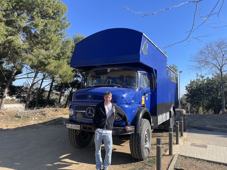 My teammate posing in front of the truck