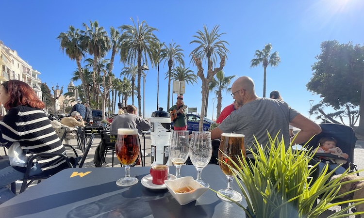 Drinking beers in Sitges