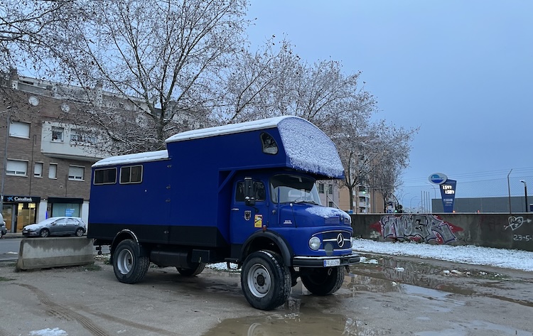 Truck covered with snow