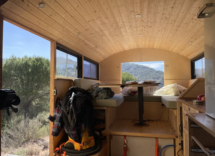 View on the cabin of my truck with open doors and windows