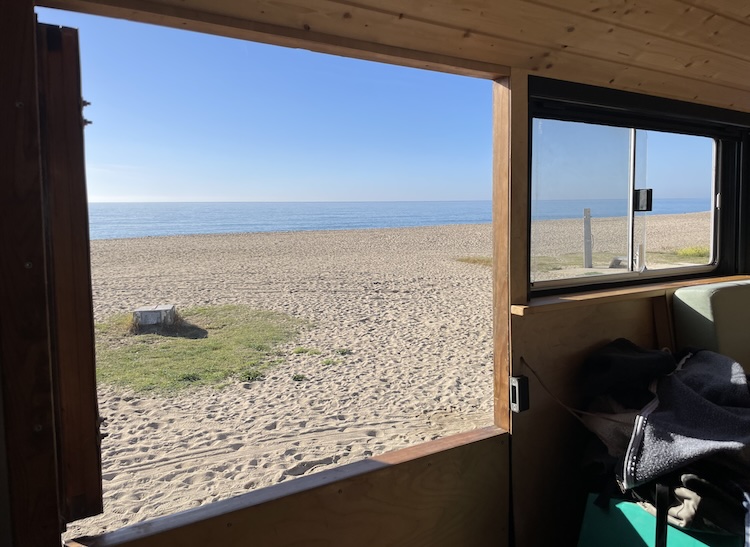 View on the beach from within my truck