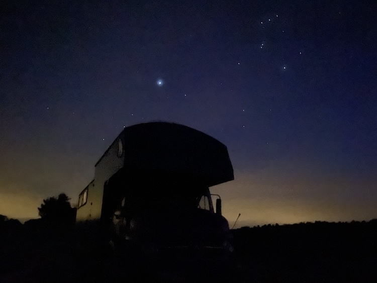 Truck at night under the stars