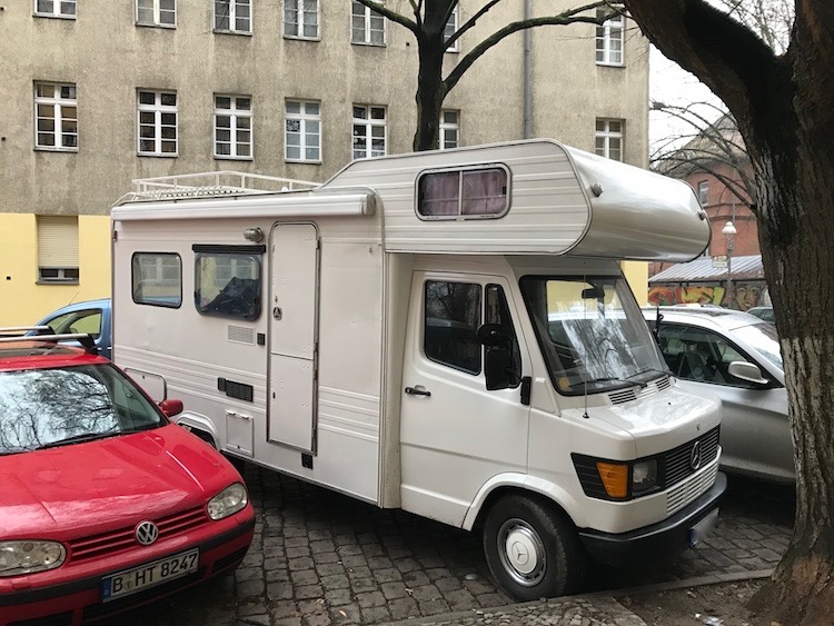 The camper van parked in Berlin