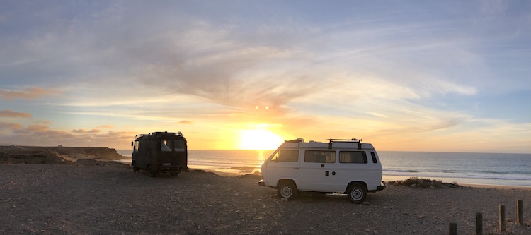 Marco's and my van at Playa del Castillo
