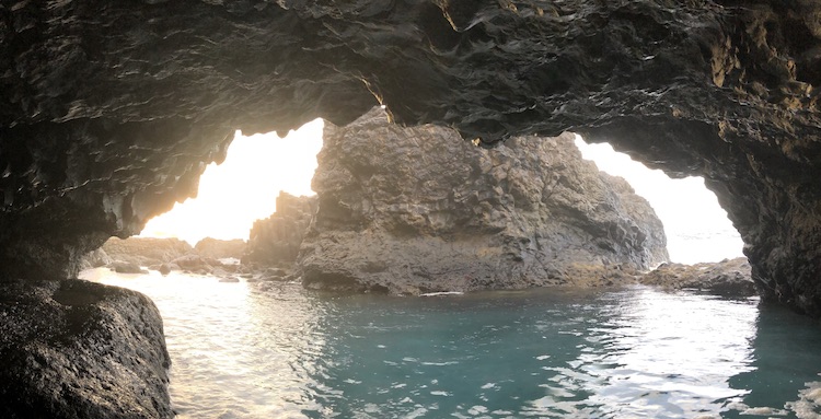 Natural pool in a cave