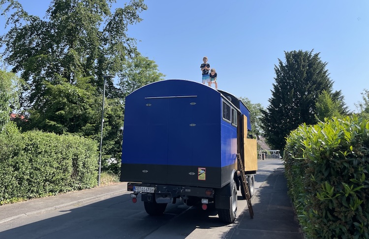 Kids of my friend climbing on my truck