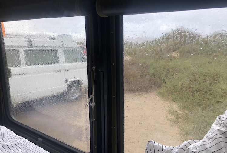 View outside my van on a rainy day
