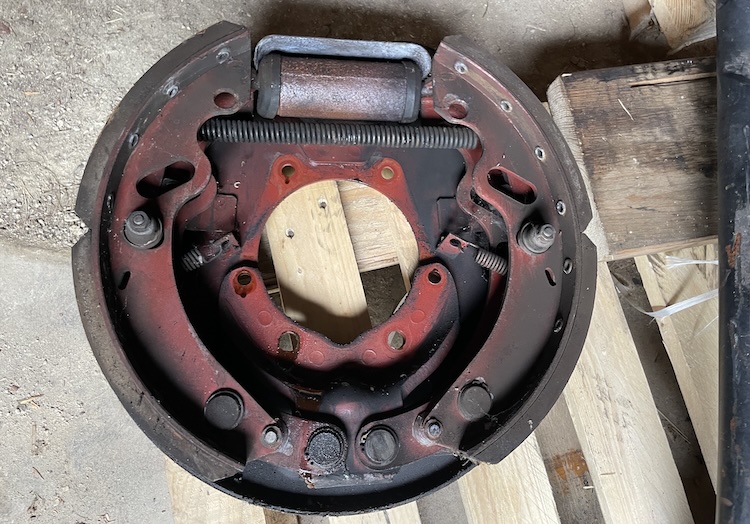 Removed brake backing plate