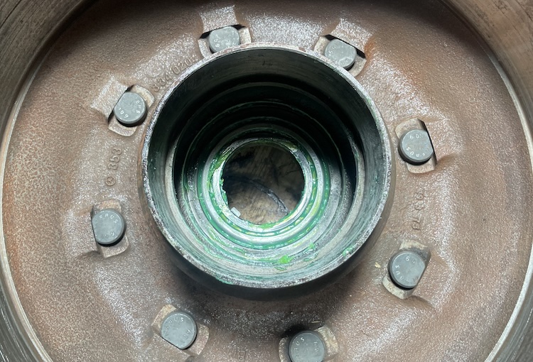 Outer wheel bearing in place