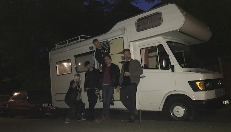 Posing in front of the van