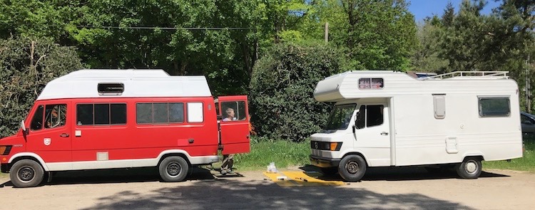Our vans parked next to each other