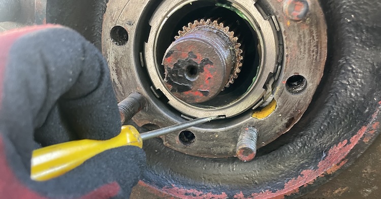 Bending back the lock plate for the outer locknut