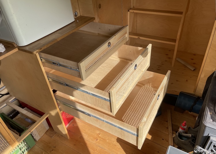 Open drawers
