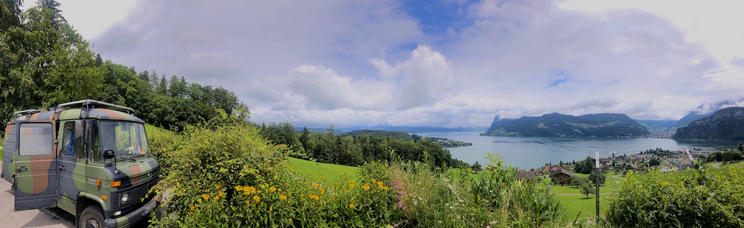 Parking lot with a nice view on Vierwaldstättersee