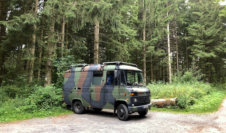 Parking lot in a forest close to Lausanne