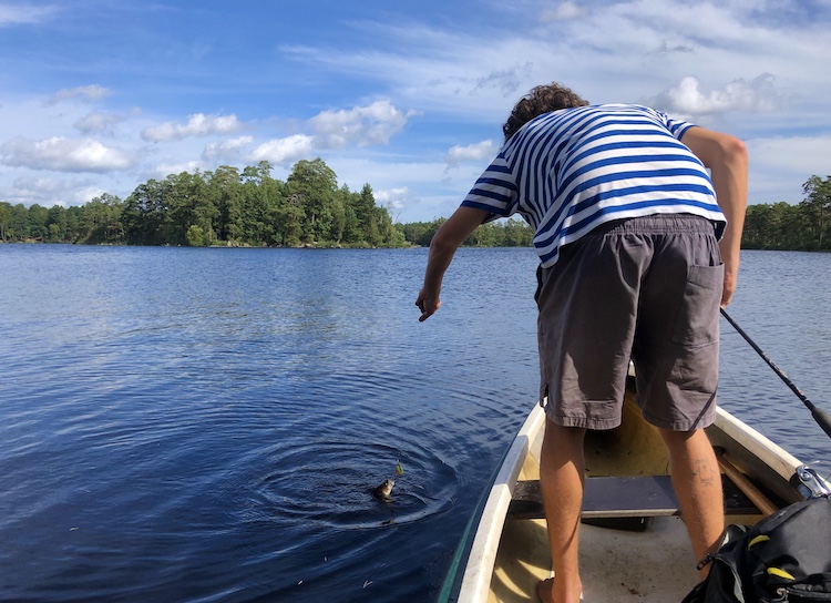 Moritz fishing at Örsjön