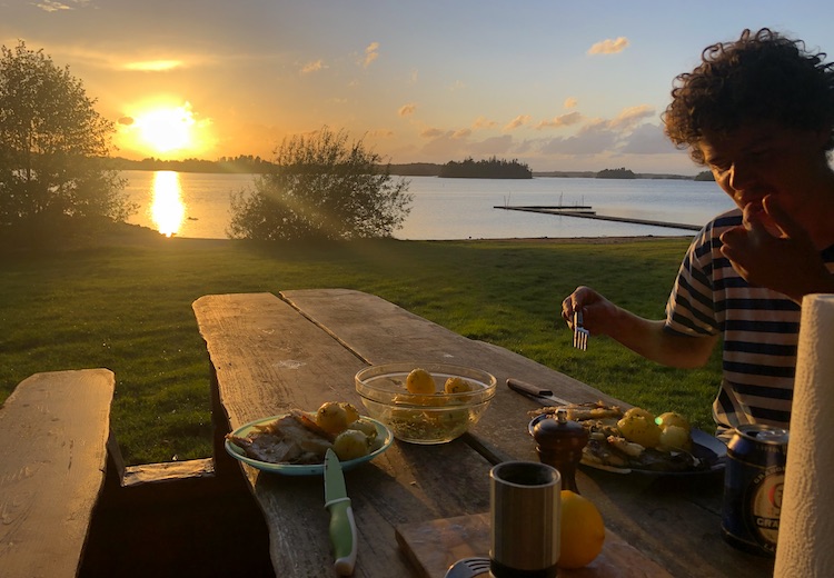 Delicious dinner during the sunset