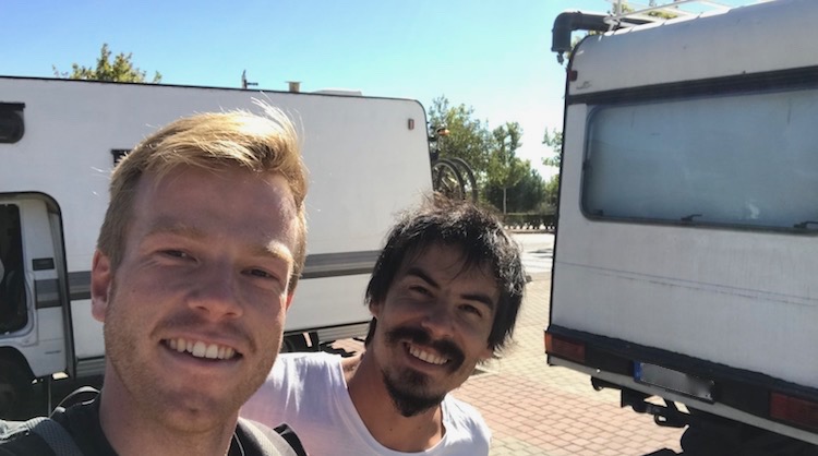 Mauro and me in front of our vans