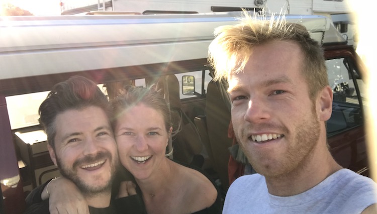 Selfie with Gijs and Eefje on a parking lot in Madrid